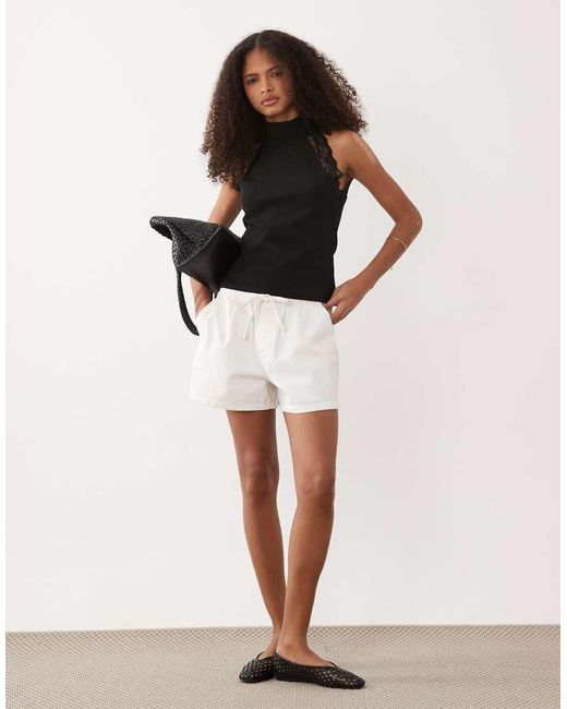 ASOS Black Halter Neck With Lace Trim Top