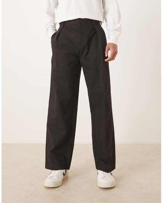 ASOS Black Tailored 100% Cotton Wide Leg Pants for men