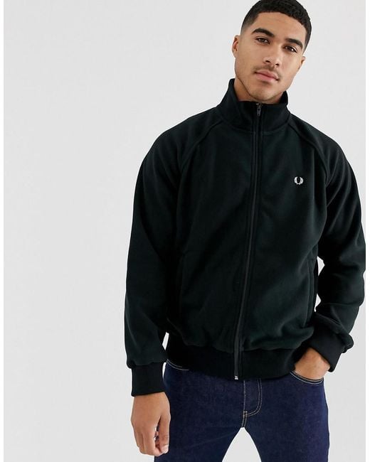 Fred Perry Black Full Zip Fleece Track Jacket Sweat for men