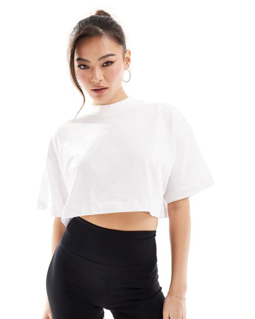 ASOS 4505 White Icon Boxy Heavyweight Cropped T-shirt With Quick Dry