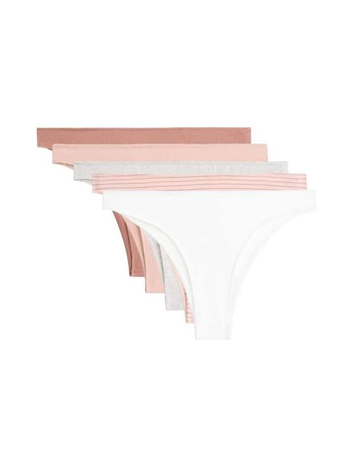 Oysho White 5 Cotton Blend Brazilian Briefs