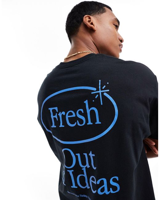 T-shirt oversize con stampa di scritta sul retro nera di ASOS in Blue da Uomo
