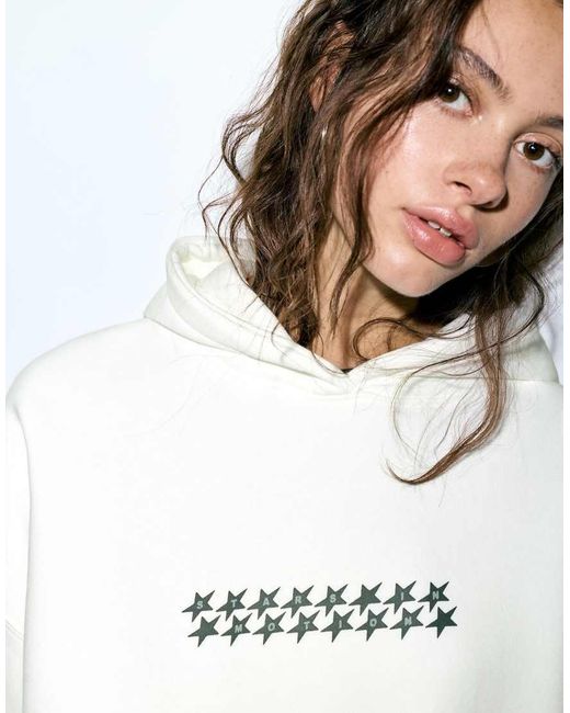 Pull&Bear White Star Hoodie