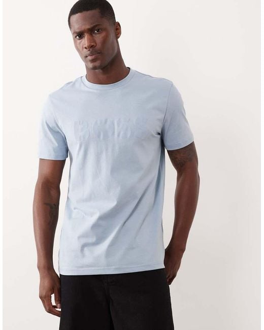 Boss Blue Hugo Boss Cotton Jersey T-shirt With Logo Print for men