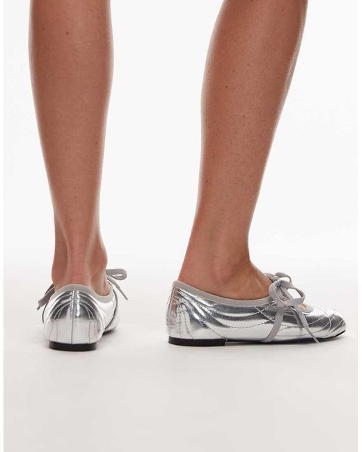 JW PEI White Erika Topstitching Lace Up Ballet Flats