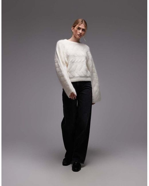 & Other Stories Gray Wool Blend Cable Knit Sweater