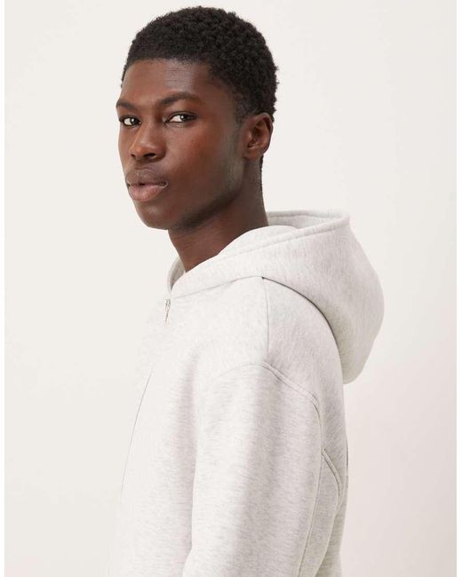 ASOS Natural Oversized Hoodie With Text Back Print for men