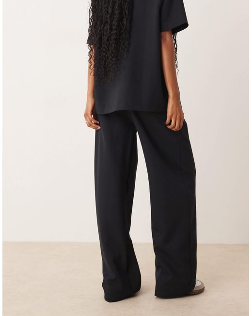 ASOS Blue Interlock Super Wide Leg Trouser