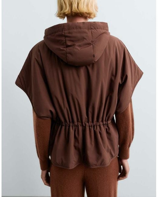 Oysho Brown Cape-Style Padded Gilet