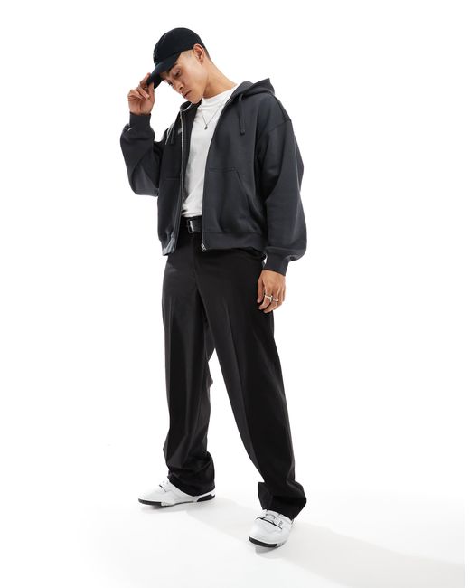 Sweat à capuche zippé coupe carrée - délavé Weekday pour homme en coloris Gray
