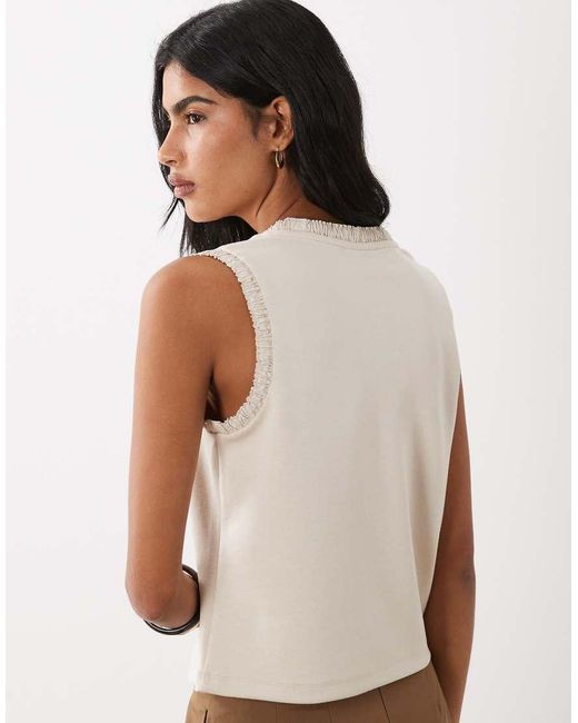 ASOS White Woven Trim Pleat Detail Scoop Vest