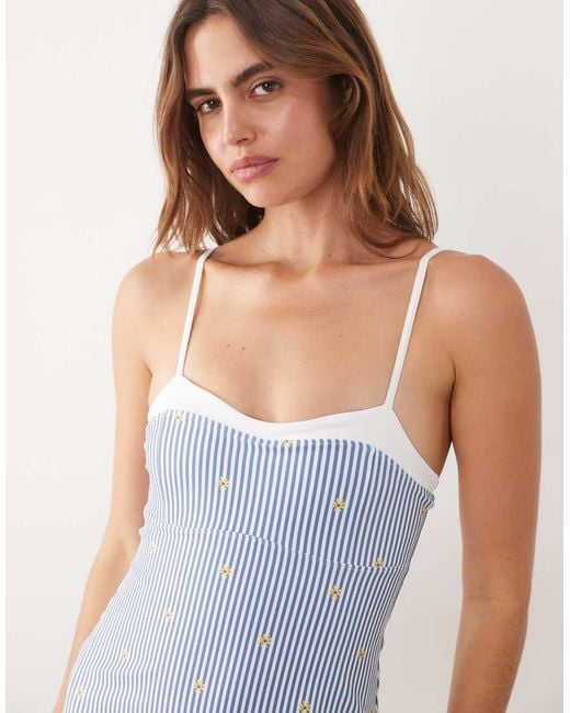 Abercrombie & Fitch Blue Ypb Sculpt Workout Mini Dress With Sweetheart Neck