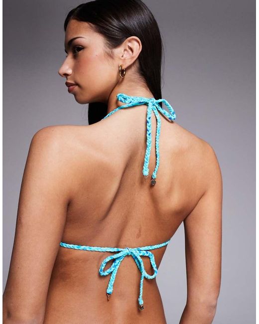 River Island Blue Reversible Orchid Bikini Top