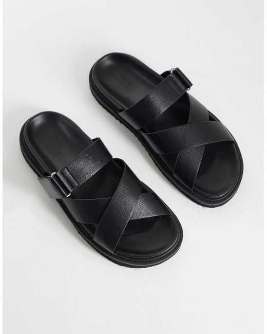 ASOS Cross Over Strap Sandals in Black for Men | Lyst