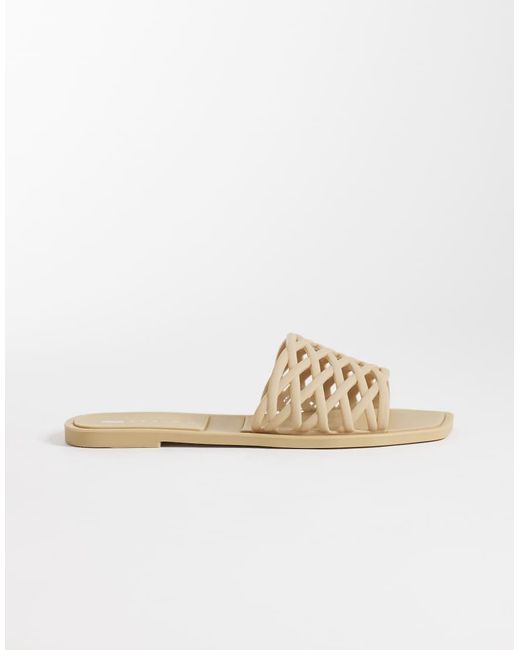 ASOS Natural Faris Woven Jelly Flat Mules