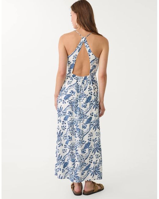 Stradivarius Blue Open Back Midi Dress