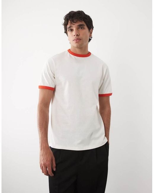 ASOS White Regular Fit T-shirt With Contrast Ringer for men