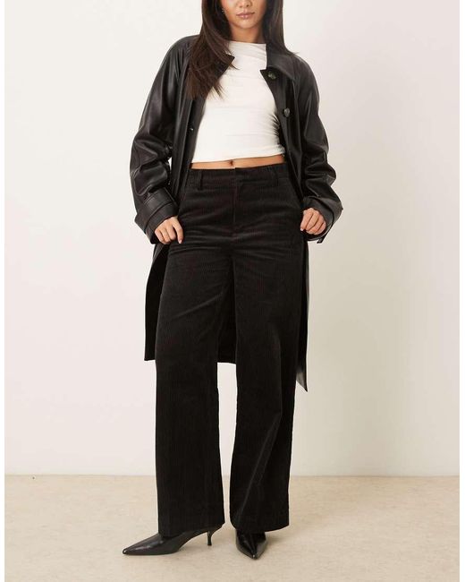 Gina Tricot Black High Waist Corduroy Trousers