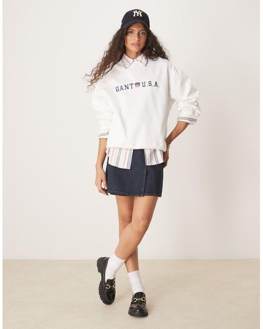 Gant White Shield Usa Logo Sweatshirt