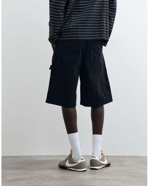 Cotton On Black Super baggy Worker Short for men