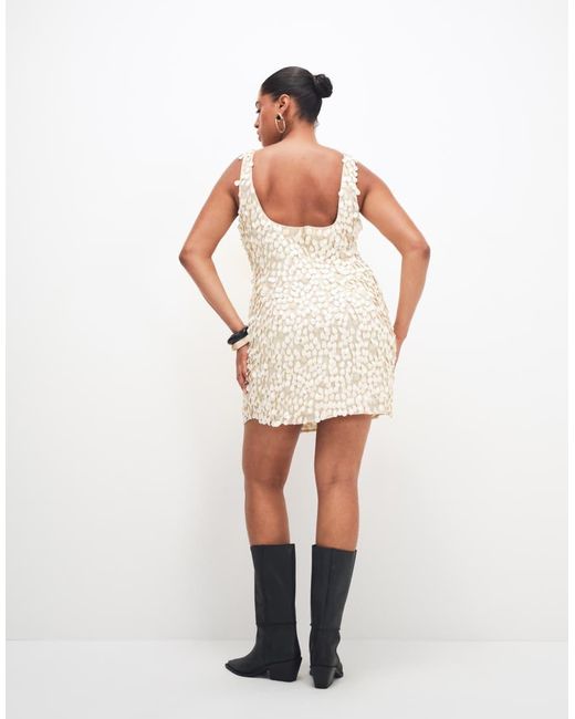 ASOS White Asos Design Curve Square Neck Mini Dress With Premium All Over Glass Shell Embellishment