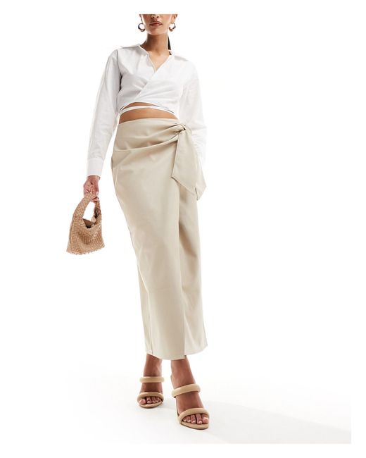 ASOS White Faux Leather Wrap Midi Skirt