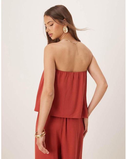 ASOS Bandeau-Top Met Linnenlook En A-Lijn in het Red