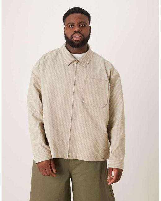 ASOS Natural Textured Harrington Jacket for men