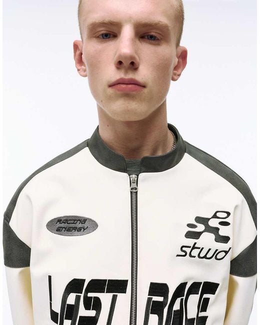 Pull&Bear Gray Faux Leather Panel Jacket for men