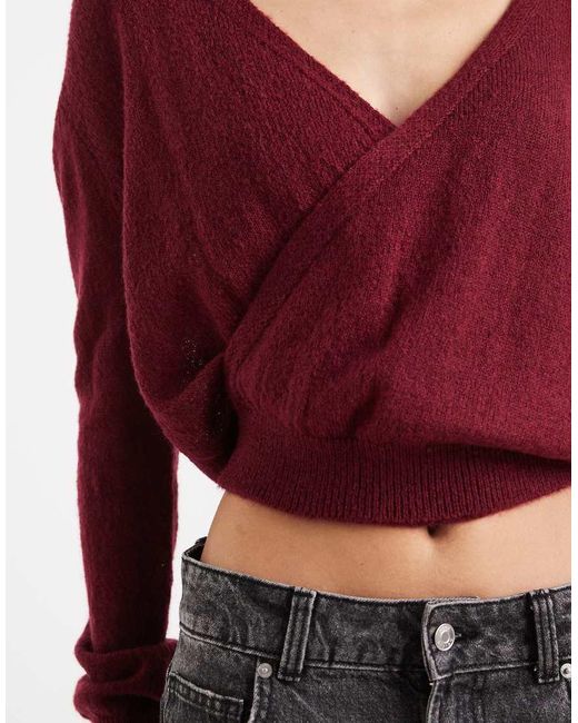 Motel Red Saroya Plunge Wrap Knitted Top