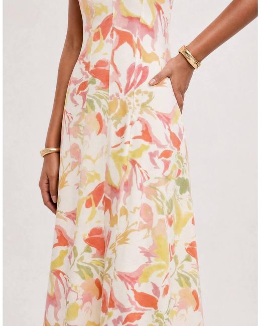 ASOS Multicolor Square Neck Seam Detail Midi Dress