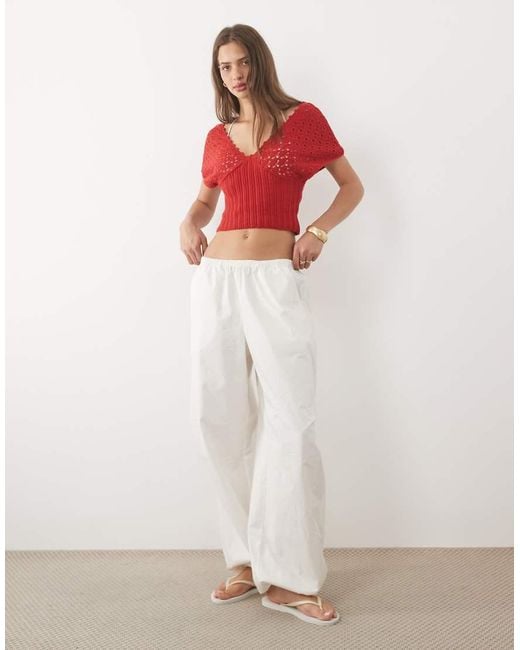 ASOS Red Knitted Plunge Cinch Top