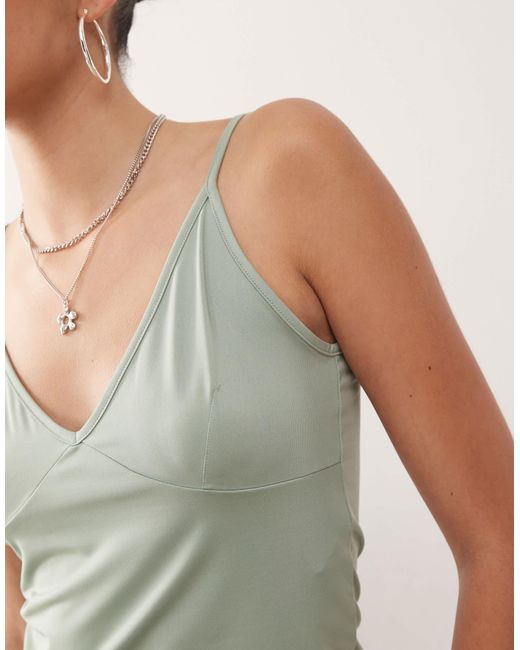 Collusion Green Deep V Cami Top