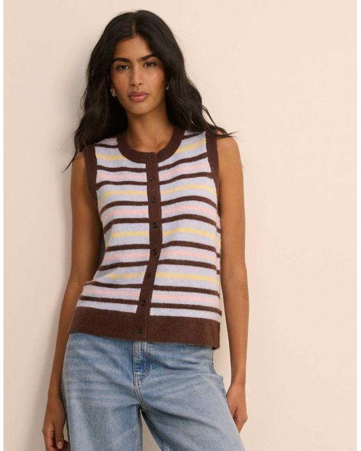 Nobody's Child Blue Stripe Button Through Vest