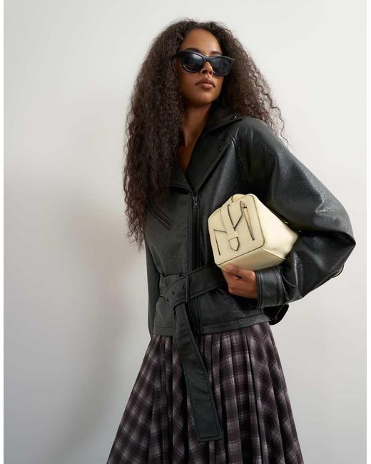 TOPSHOP Black Faux Leather Moto Jacket