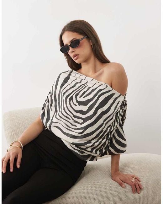 ASOS Gray Oversized Slouchy Fallen Shoulder Top