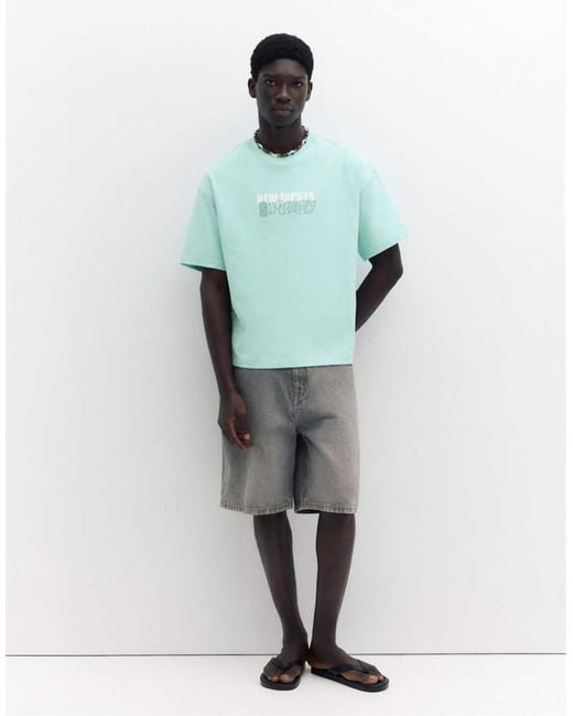 Pull&Bear Green Stwd Studio T-shirt for men