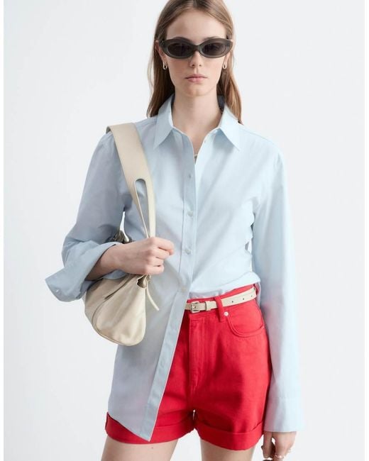 & Other Stories Red Pure Cotton High Waist Denim Shorts