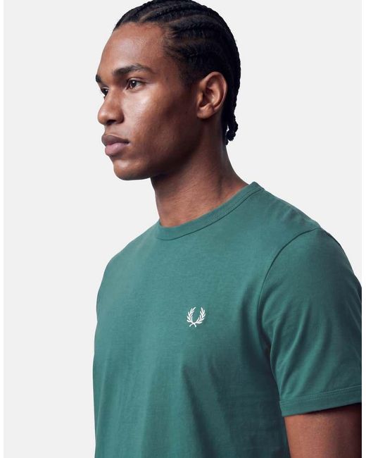 Fred Perry Green Ringer Short Sleeve T-shirt for men