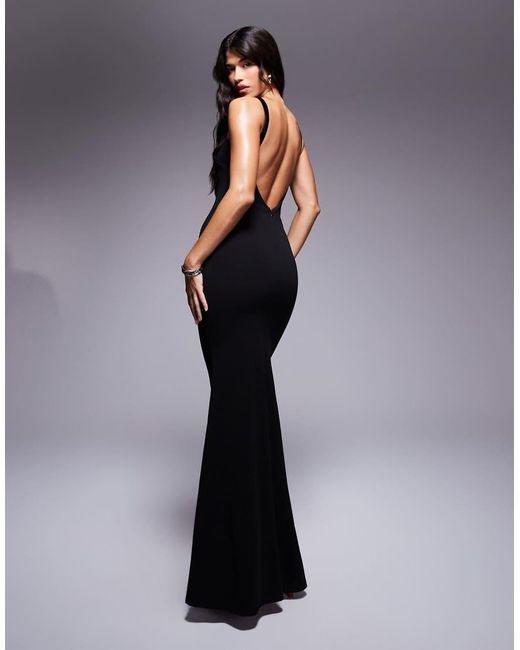 Goddiva Blue Racer Neck Corsage Maxi