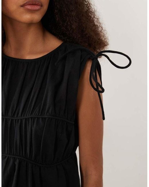 ASOS Black Double Layer Playsuit With Tie Detail
