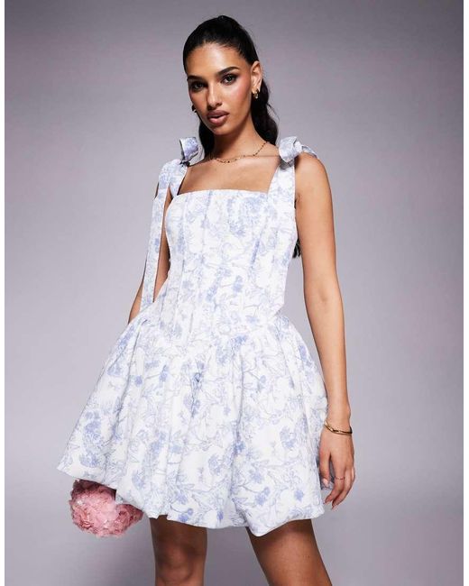 Lavish Alice White Bubble Hem Mini Dress