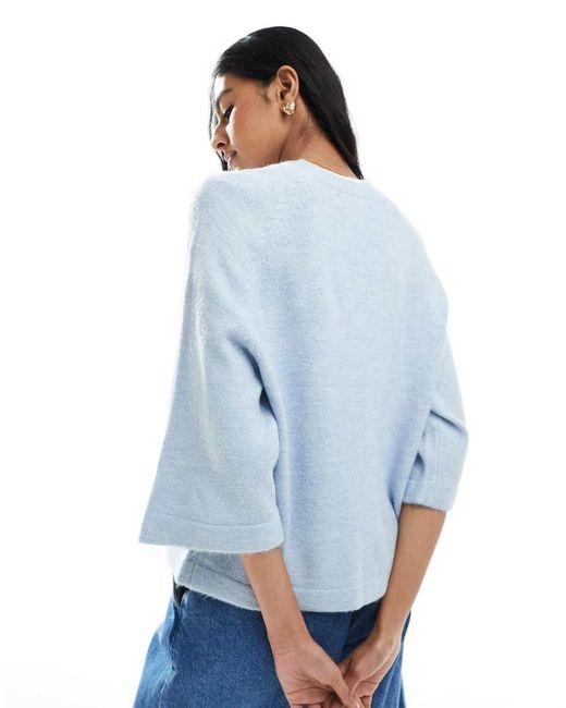 ONLY Blue Cropped Knitted T-Shirt