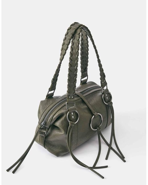 Pull&Bear Green Schultertasche mit ring-detail