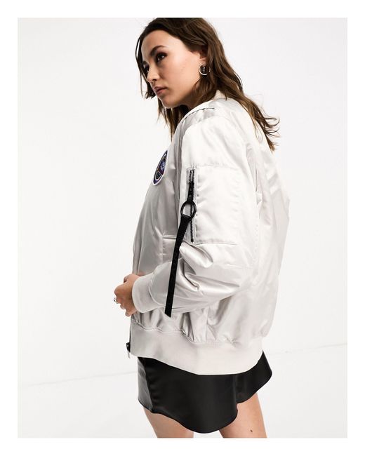Echo - giacca bomber color metallizzato con chiusura con zip di AllSaints in White