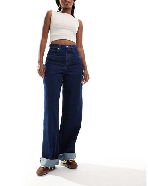 ASOS Blue Loose Jean With Deep Turn Up