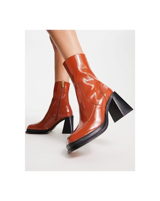 asos region leather mid heel boots