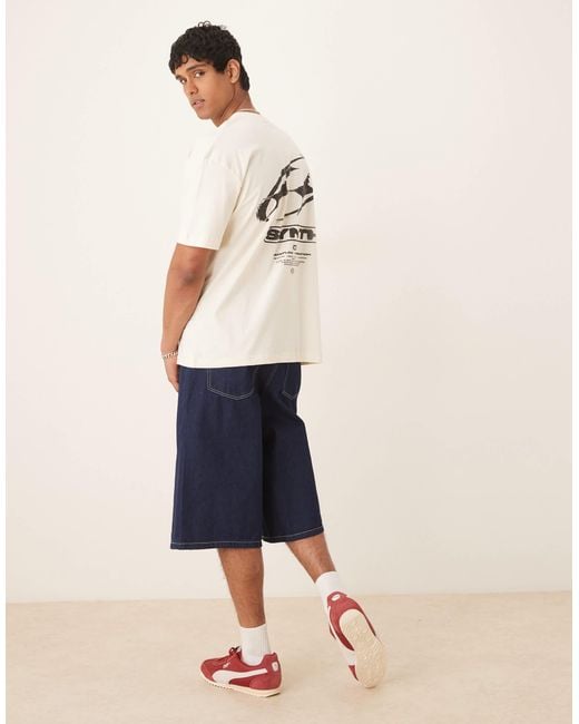 ASOS Natural Oversized T-Shirt With Front And Back Print for men