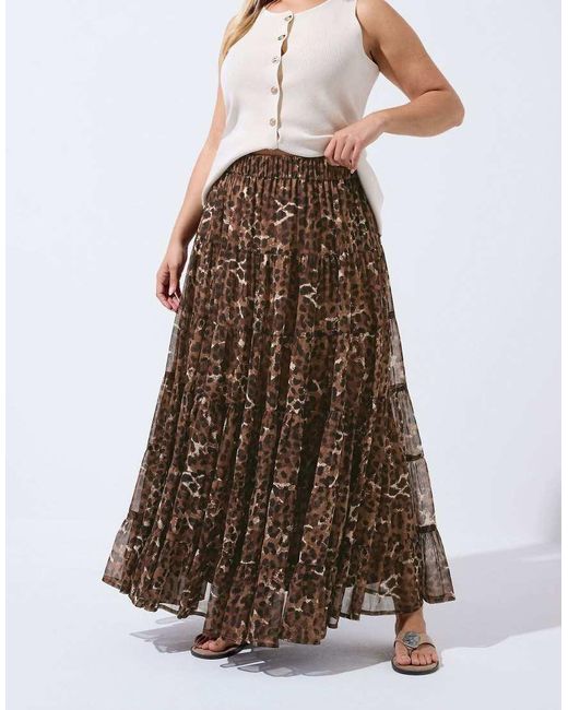 Yours Clothing Brown Leopard Print Maxi Skirt