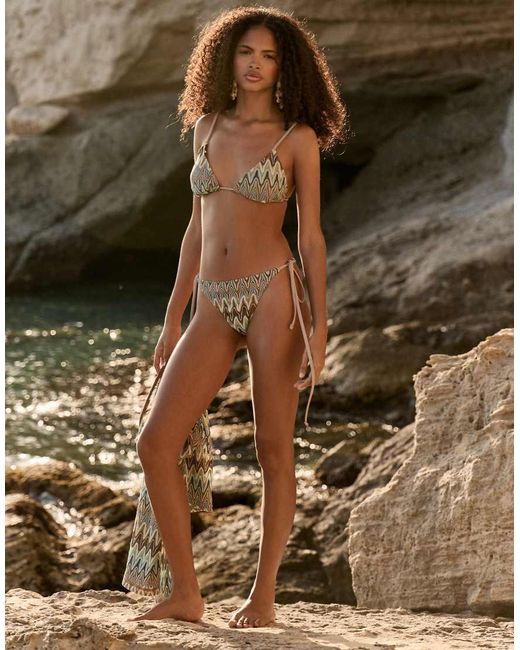 4th & Reckless Brown Tie Side Bikini Bottoms Co-ord